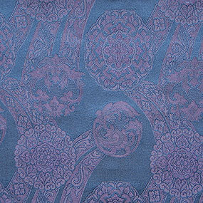 ポリエステル金襴 無金紺系 花紋柄24cm角見本