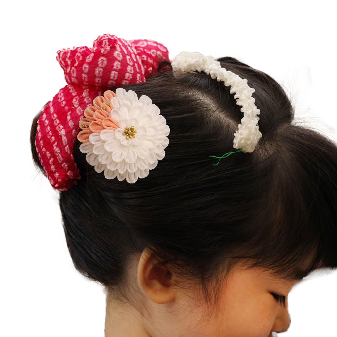 N° 7 Hagoita Pin Hairpin Mum Blanc Rose Rose Mat Étui Fin Décoration