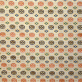 ポリエステル金襴白系 変わり蜀江柄 洛レイ 厚さ:中厚24cm角見本