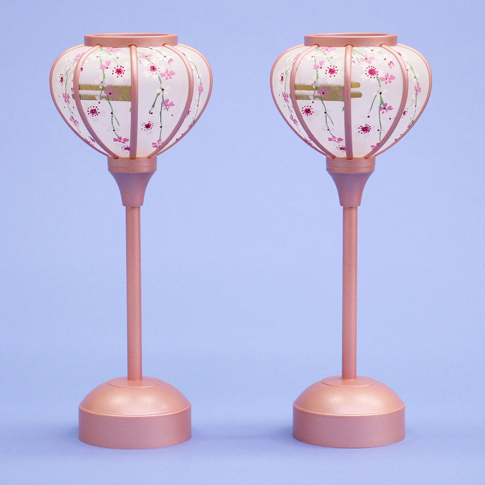 雛人形 ぼんぼり (樹脂製) 24cm20pパールピンクLEDコードレス