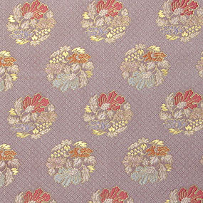 ポリエステル金襴紫系 花丸柄 三丁サビ 厚さ:中厚24cm角見本