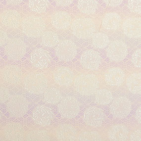 ポリエステル金襴白系 小葵に花丸柄 桂無金 厚さ:中厚24cm角見本