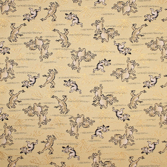 ポリエステル金襴ベージュ系 華紋柄 暑さ:厚手24cm角見本