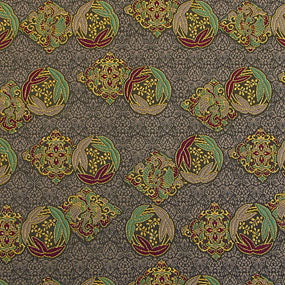 ポリエステル金襴グレー系 沢潟丸に華紋柄 寿三丁胴入り二号 厚さ:厚手24cm角見本