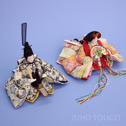 雛人形単品 親王3 小芥子 銀ピンク金襴927-1-上から