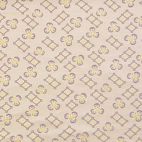 ポリエステル金襴白系 七宝に柿柄 厚さ:薄手24cm角見本