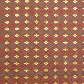 ポリエステル金襴茶系 花菱襷 厚さ:中厚24cm角見本