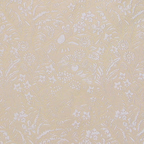 ポリエステル金襴ベージュ系 茄子、桔梗他 桂無金上 厚さ:中厚24cm角見本