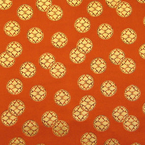 ポリエステル金襴茶系 唐華の丸 葵二丁 厚さ:厚手24cm角見本