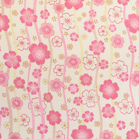 レーヨン縮緬白系 桜流し柄 厚さ:薄手24cm角見本