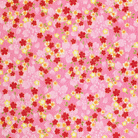 レーヨン縮緬ピンク系 桜尽くし柄 厚さ:薄手24cm角見本