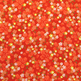 レーヨン縮緬赤系 桜尽くし柄 厚さ:薄手24cm角見本