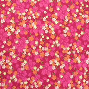 レーヨン縮緬ピンク系 桜尽くし柄 厚さ:薄手24cm角見本