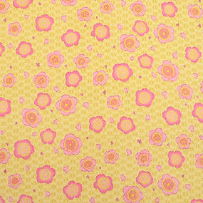 レーヨン縮緬黄色系 梅柄 厚さ:薄手24cm角見本