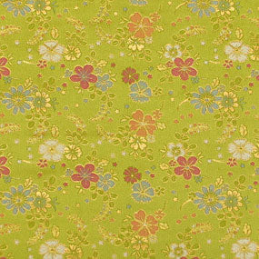 ポリエステル金襴緑系 和風モダン柄 厚さ:中厚24cm角見本