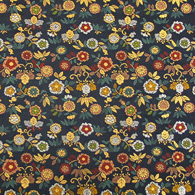 ポリエステル金襴青系 菊、桐、笹 金襴 厚さ:中厚24cm角見本