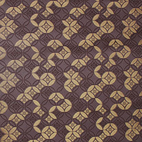 ポリエステル金襴紫系 七宝繋ぎに花菱柄 厚さ:中厚24cm角見本