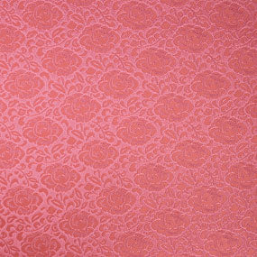 ポリエステル金襴ピンク系 つばき柄 無金 厚さ:中厚24cm角見本