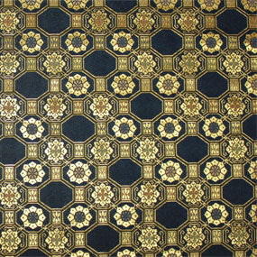 ポリエステル金襴青系 蜀江柄 葵二丁胴入 厚さ:中厚24cm角見本