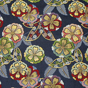 ポリエステル金襴青系 八重桜柄 洛レイ四丁胴入2号 厚さ:中厚24cm角見本