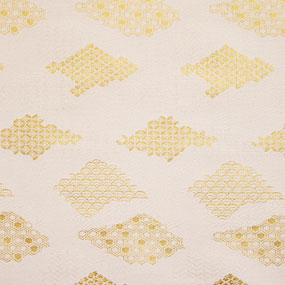 ポリエステル金襴白系 七宝に青海波 古代 厚さ:中厚24cm角見本