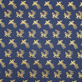 ポリエステル金襴青系 桧垣に鳳凰柄 厚さ:薄手24cm角見本