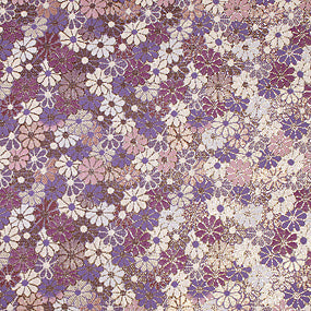 ポリエステル金襴紫系 菊柄 佐賀三丁別口 厚さ:中厚24cm角見本