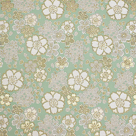 ポリエステル金襴青系 梅づくし 厚さ:厚手24cm角見本