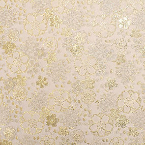 ポリエステル金襴白系 八重桜柄 厚さ:厚手24cm角見本