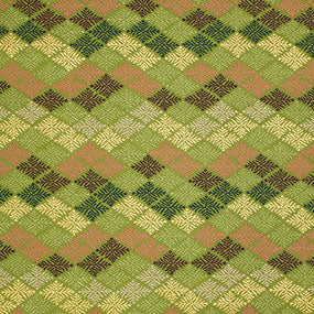 ポリエステル金襴緑系 杉菱柄 暑さ:厚手24cm角見本