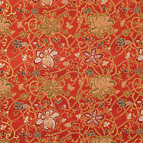 ポリエステル金襴赤系 唐花柄 桂錦胴入2号 厚さ:厚手24cm角見本