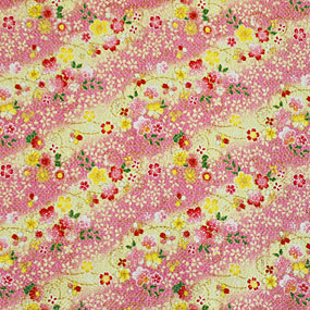 レーヨン縮緬ピンク系 流水桜柄 厚さ:薄手24cm角見本