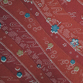 レーヨン友禅茶系 花流水柄 厚さ:薄手24cm角見本