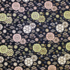 ポリエステル金襴青系 花紋柄 二丁 厚さ:中厚24cm角見本