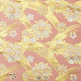 ポリエステル金襴ピンク系 梅柄 錦林 厚さ:中厚24cm角見本