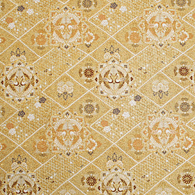 ポリエステル金襴金系 花紋向い鶴 厚さ:厚手24cm角見本