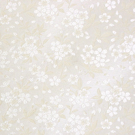 ポリエステル金襴 白系 桜 厚さ:中厚24cm角見本