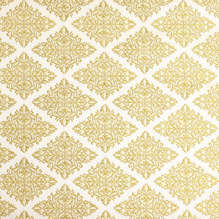 ポリエステル金襴 白系 ダマスク柄 厚さ:中厚24cm角見本