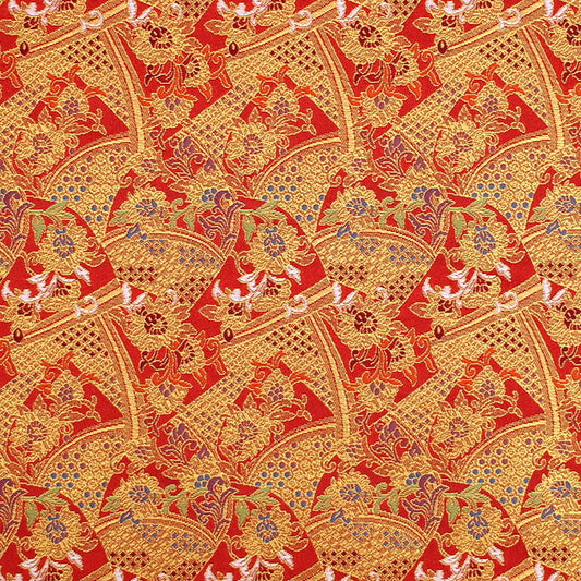 ポリエステル金襴 桂錦胴入2号 赤系 唐草 厚さ:厚手24cm角見本