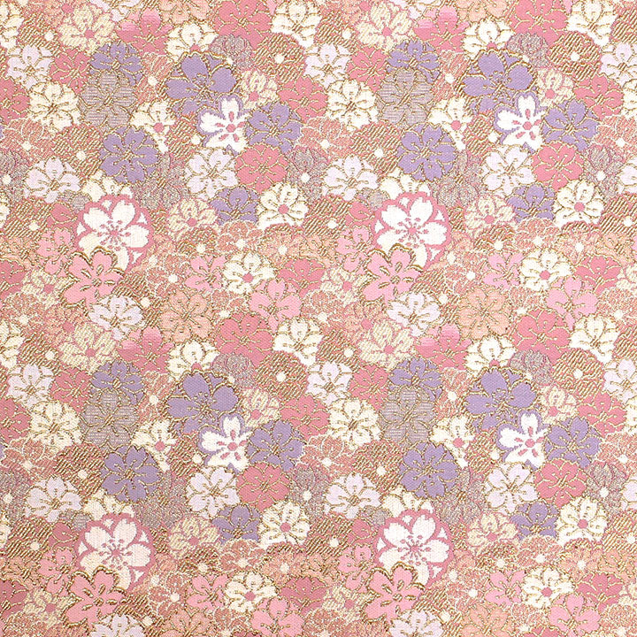 ポリエステル金襴 佐賀三丁別口 ピンク系 桜 厚さ:中厚24cm角見本