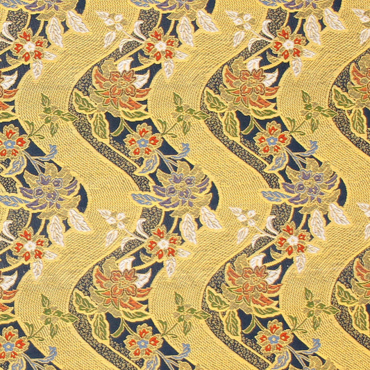 ポリエステル金襴 桂錦銅入2号 青系 唐花 厚さ:中厚24cm角見本