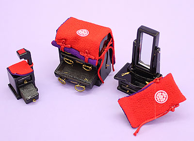 松葉油単(木製) 針箱、箪笥、鏡台