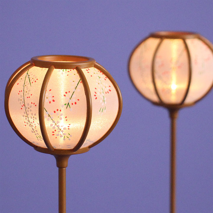 雛人形ぼんぼり (樹脂製) 13cmミニしだれナチュラルLEDコードレス 暗所点灯