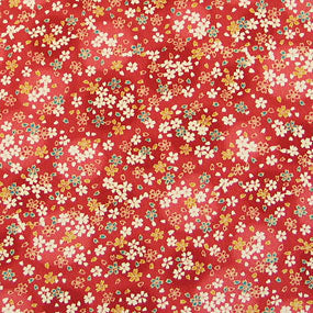 ポリエステル縮緬赤系 小桜 厚さ:薄手24cm角見本