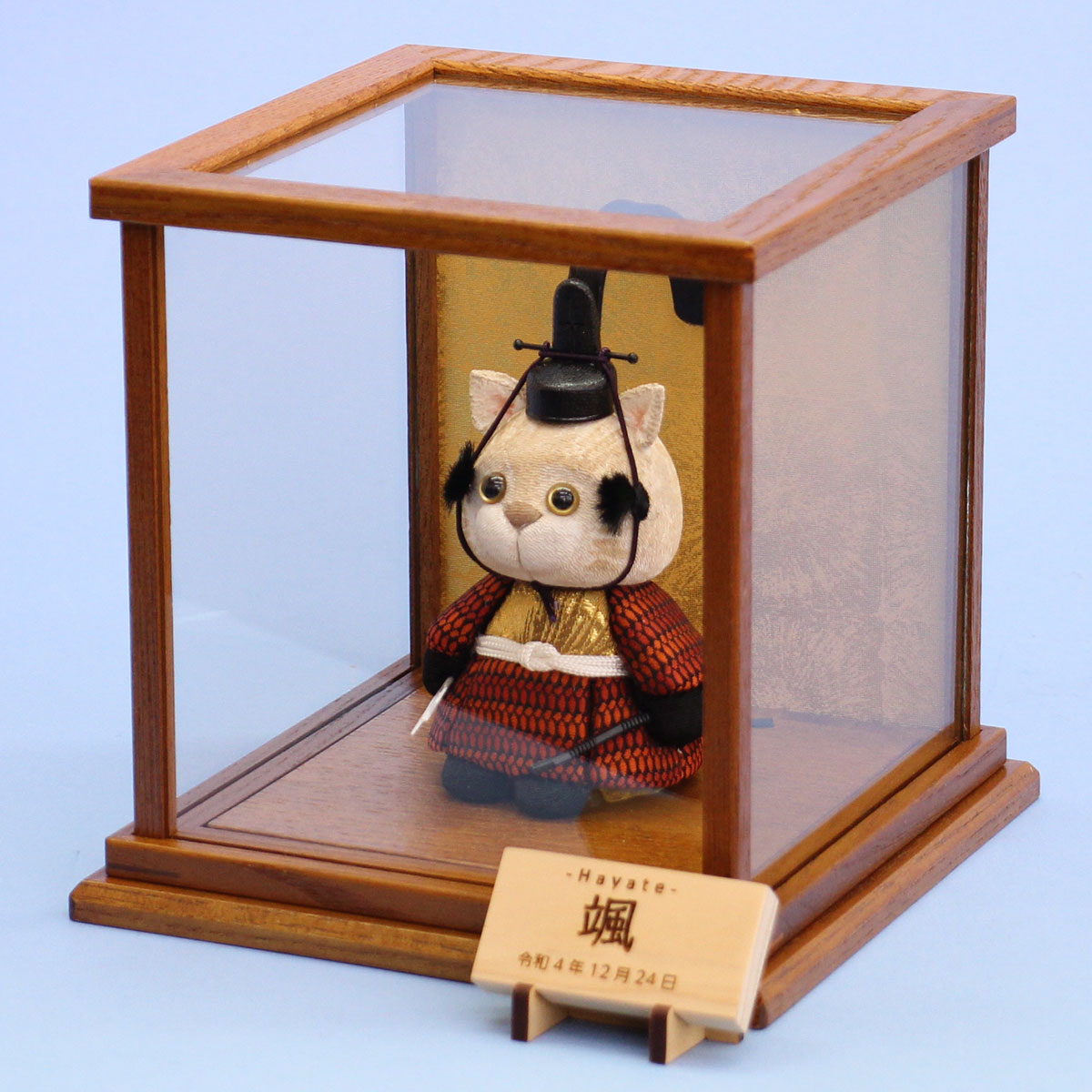JUHO-TOUGEI 木目込み ねこサムライ はなまる お供 ケース横から