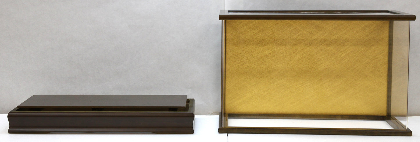 Acrylic flap case, width 49cm, height 29cm, FJ6-1 29, dark brown painted gold back