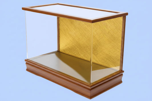 亚克力掀盖展示人偶柜,宽39厘米,高24厘米,FJ4-1 25,深棕色涂金背板