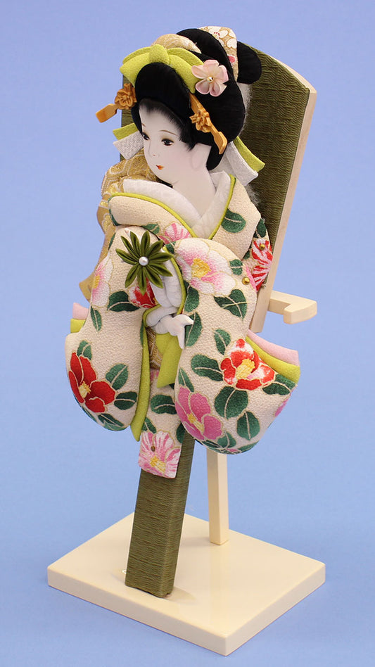 9号縮緬白美月 オフホワイトスタンド付き 右から