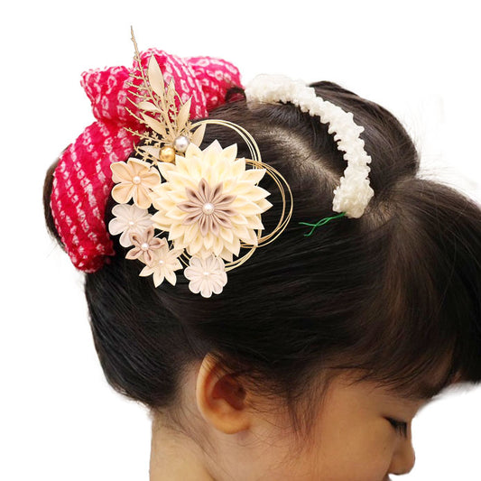 9号剣つまみ髪飾り羽子板 グレージュ白 ライラック 髪飾りイメージ