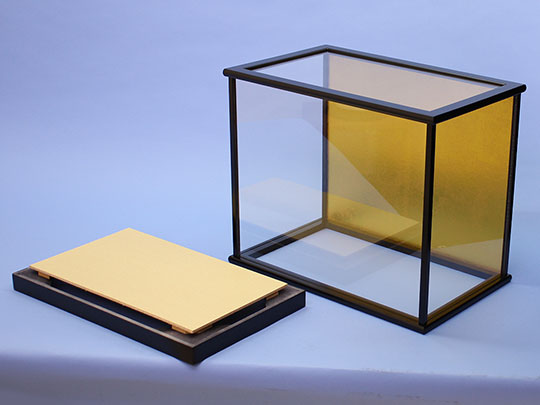 Coffret pour poupée avec couvercle, largeur 36 cm, hauteur 36 cm, kimekomi, deux personnes, 36, noir, dos doré mat